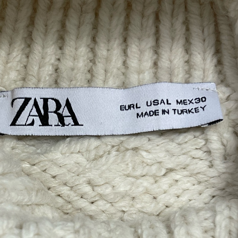 Zara Cream Cable Knit Turtleneck Sweater. L - Picture 10 of 11
